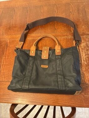 Vaschy Laptop Tote Bag Dark Stone Grey Waxed Canvas/ Leather Detachable Strap